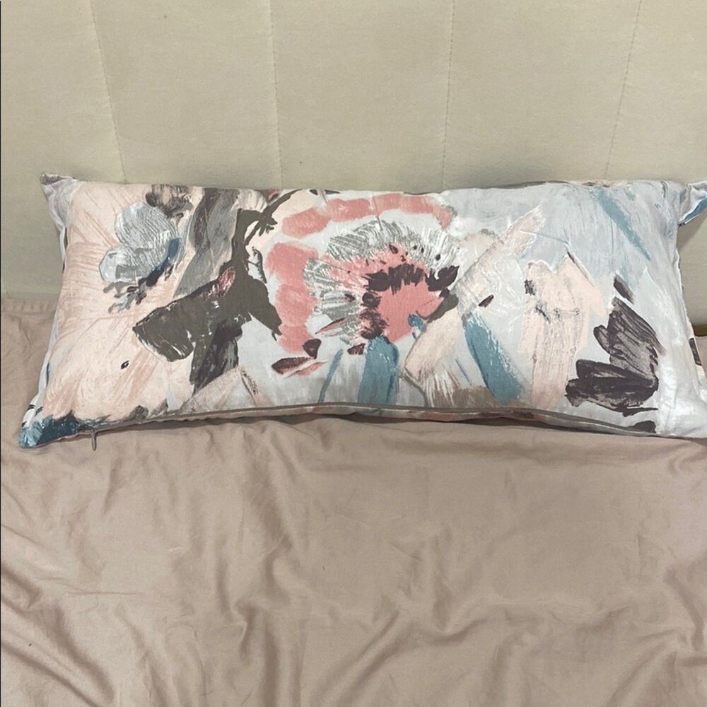 Abstract Watercolor Accent Pillow Lumbar Pillowcase And 100% Feather Insert